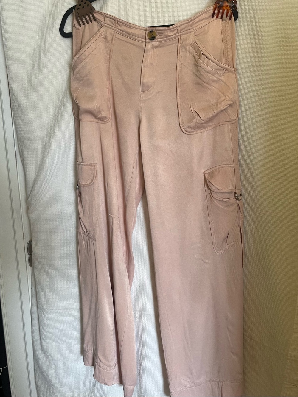 Anthropologie Wide-Leg Cargo Pants - Blush Pink - Picture 2 of 7